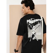 Difference of Opinion Mens Oversized Half Sleeve Printed Black T-Shirt