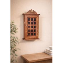 Golden Peacock Brown Handcrafted Wooden Wall Mounted Key Holder