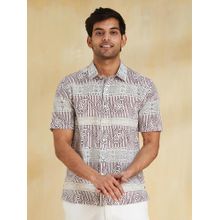 Fabindia Men Cotton Printed Straight Fit White Shirt