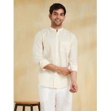 Fabindia Men Cotton Woven Slim Fit Cream Shirt