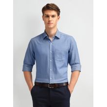 Arrow Men Cotton Textured Slim Fit Blue Shirt