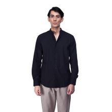 TAILORAEDGE Men Blended Fabric Solid Tailored Fit Black Shirt