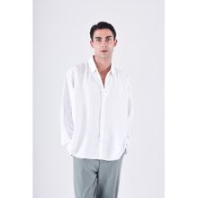 TAILORAEDGE Men Blended Fabric Stripes Relaxed Fit White Shirt