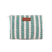 Astrid Green Striped Cotton Pouch