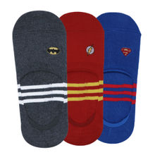 Balenzia X Justice League Men's Anti Slip Superman, Batman, Flash Pack Of 3 Socks - Multicolor