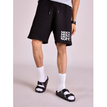 MIXT by Nykaa Fashion Black Logo Printed Long Shorts