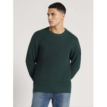 American Eagle Green Solid Round Neck Sweater