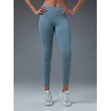 Technosport Blue Women Polyester Solid Skinny Fit Sports Tights