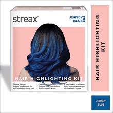 Streax Hair Colour Highlighting Kit - DIY Application, Enriched With Walnut & Argan Oil, Jersey Blue