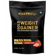 NAKPRO Weight Gainer, High Protein & High Calorie Weight Gain Protein Powder - Strawberry