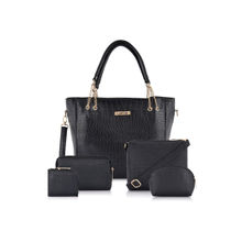 LaFille Black Womens Handbag - Shoulder Bag - Combo Set of 5