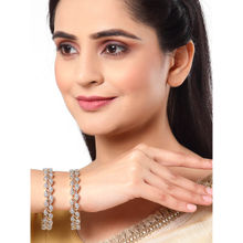 ZENEME Gold-Plated White American Diamond Studded Bangles for Women
