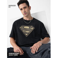 The Souled Store Official Superman: Logo Men Oversized Black T-shirt