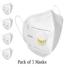 Fabula White KN95 Anti-Pollution Mask with Respirator Valve Pack of 5