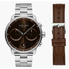 Nordgreen Pioneer Gift Set - Brown Sunray Dial - 3-Link-42mm - Silver-PI42SI3LSIBSLEBR