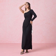 Twenty Dresses by Nykaa Fashion Black Cut Out One Shoulder Gown