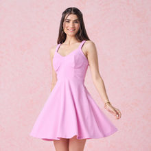 Twenty Dresses by Nykaa Fashion Baby Pink Solid Ruched Strappy Short Dress