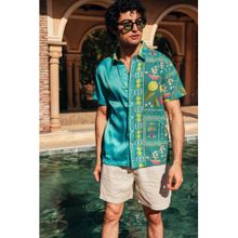 PRIMAL GRAY Floral Satin Blue Shirt