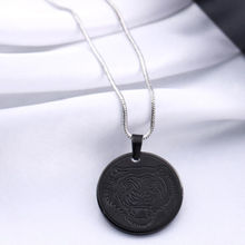 VIRAASI Men Silver-Toned Lion Engraved Black Pendant with Chain