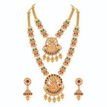 Asmitta Laxmi Design Gold Toned Two Layered Temple Necklace Set