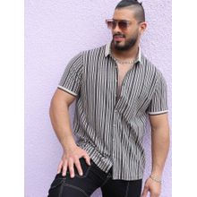 Instafab Plus Mens Light Grey & Navy Blue Contrast Knitted Shirt