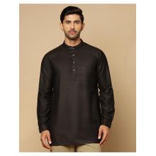 Fabindia Black Viscose Silk Slim Fit Short Kurta
