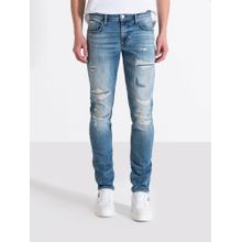 Antony Morato Men Light Blue Washed Mid-Rise Slim Fit Jeans