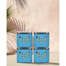 Glasafe Borosilicate Glass Container, Tranquil Teal, 600ml (Pack of 4)