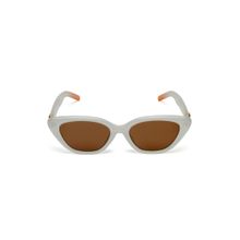 Mespee Brown Transparent White Cat Eye Full Plastic Stylish UV Protected Sunglasses (54)