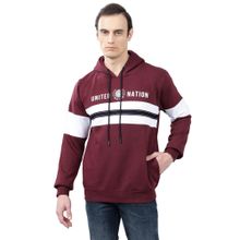 Cantabil Maroon Color Block Casual Hoodie