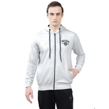 Cantabil Grey Self Design Casual Zipper Hoodie