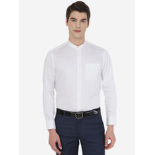 Metal Mens Solid White Cotton Slim Fit Formal Shirt