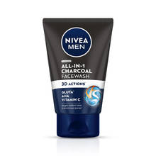 NIVEA MEN All in 1 Charcoal Face Wash | Gluta & AHA Cleanser | Helps Reduce the Appearance of Tan