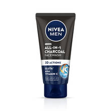 NIVEA MEN All in 1 Charcoal Face Wash | Gluta & AHA Cleanser | Helps Reduce the Appearance of Tan