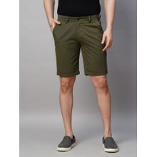 GENIPS Men's Green Cotton Lycra Slim Fit Shorts