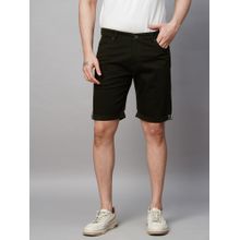 GENIPS Men's Bottle Green Cotton Lycra Slim Fit Shorts