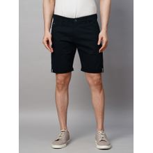 GENIPS Men's Navy Cotton Lycra Slim Fit Shorts