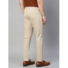 GENIPS Men's Cotton Stretch Caribbean Slim Fit Solid Cream Colour Trousers