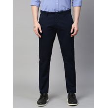 GENIPS Men's Cotton Stretch Caribbean Slim Fit Solid Navy Color Trousers