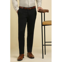 Allen Solly Men Black Crop Fit Textured Formal Trousers