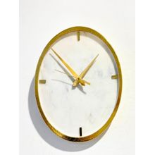Homearte White Marble with Gold Leafing Round Shape Wall Clock