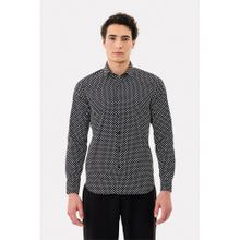 Snitch Black Polka-Dot Full Sleeves Slim Formal Shirt for Men