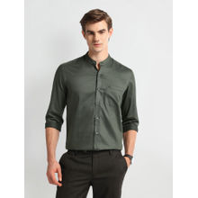 Arrow Geometric Green Full Sleeves Collar Neck Shirt