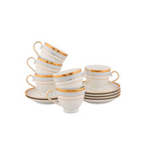 HITKARI POTTERIES Porcelain Blue Elegance Cups & Saucer Set For 6 Premium Quality - Set Of 6