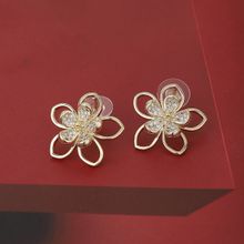 Carlton London Gold-Plated White CZ-Studded Handcrafted Floral Oversized Studs