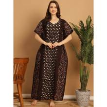 Secret Wish Brown Printed Cotton Kaftan Nighty