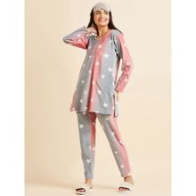 Sweet Dreams Women Printed Pyjama Kurti Top Grey (Set of 2)
