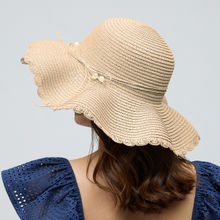 Twenty Dresses by Nykaa Fashion Beige Pearl Lace Frill Straw Hat