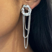 Ayesha Oversized Hammered Circular Silver-Toned & Tassel Drop Earrings