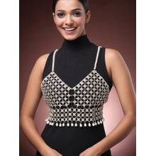 Karatcart Women White Pearl Beaded Kundan Body Chain